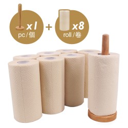 Dr.Dirt 竹漿廚房卷紙8卷裝連櫸木紙巾架1個 Dr.Dirt 竹漿廚房卷紙8卷裝連櫸木紙巾架1個